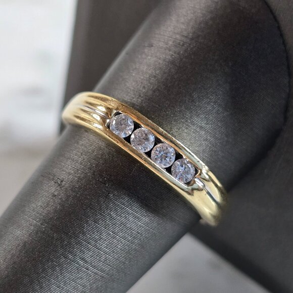 Mens Vintage Estate 14k Yellow Gold Diamond Ring 3.4g#E5375